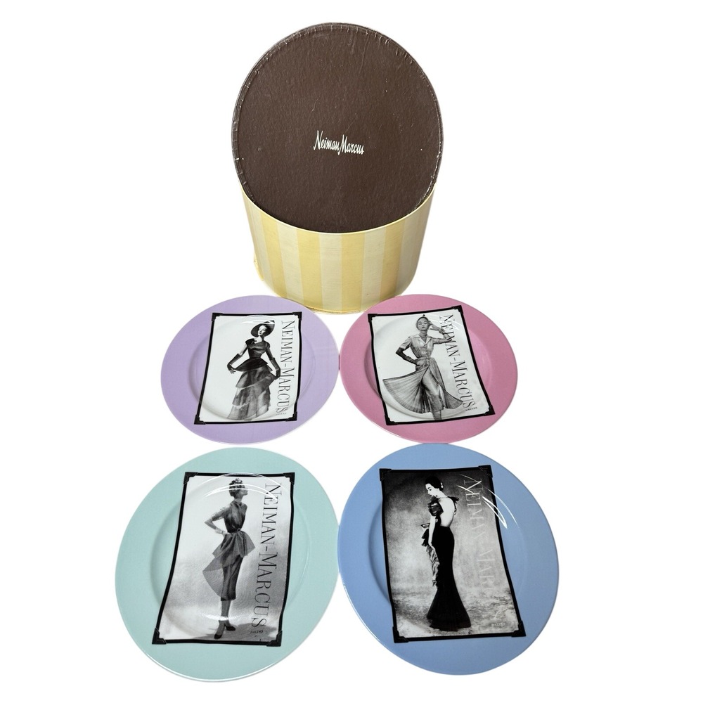 Neiman Marcus 95th Anniversary Fashion Plates Set Of 4 Original Box NEW VTG‎